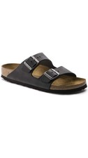 NWT Birkenstock Arizona Soft Footbed Black Oiled Leather Sandals Unisex Size 37