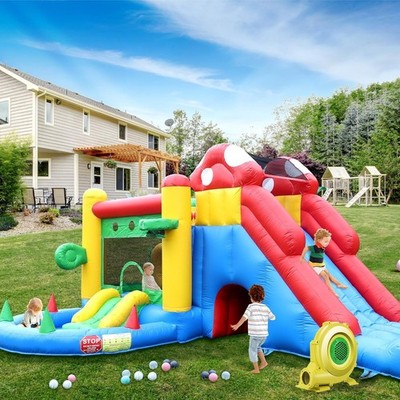 18FT Commercial Kids Bounce House with Slide Ball Pit and Climbing Wall Combo
