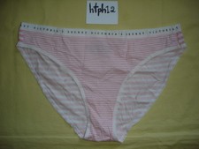 NWT Victoria's Secret Signature Waist Stripes Cotton Low Bikini L Panties Rare
