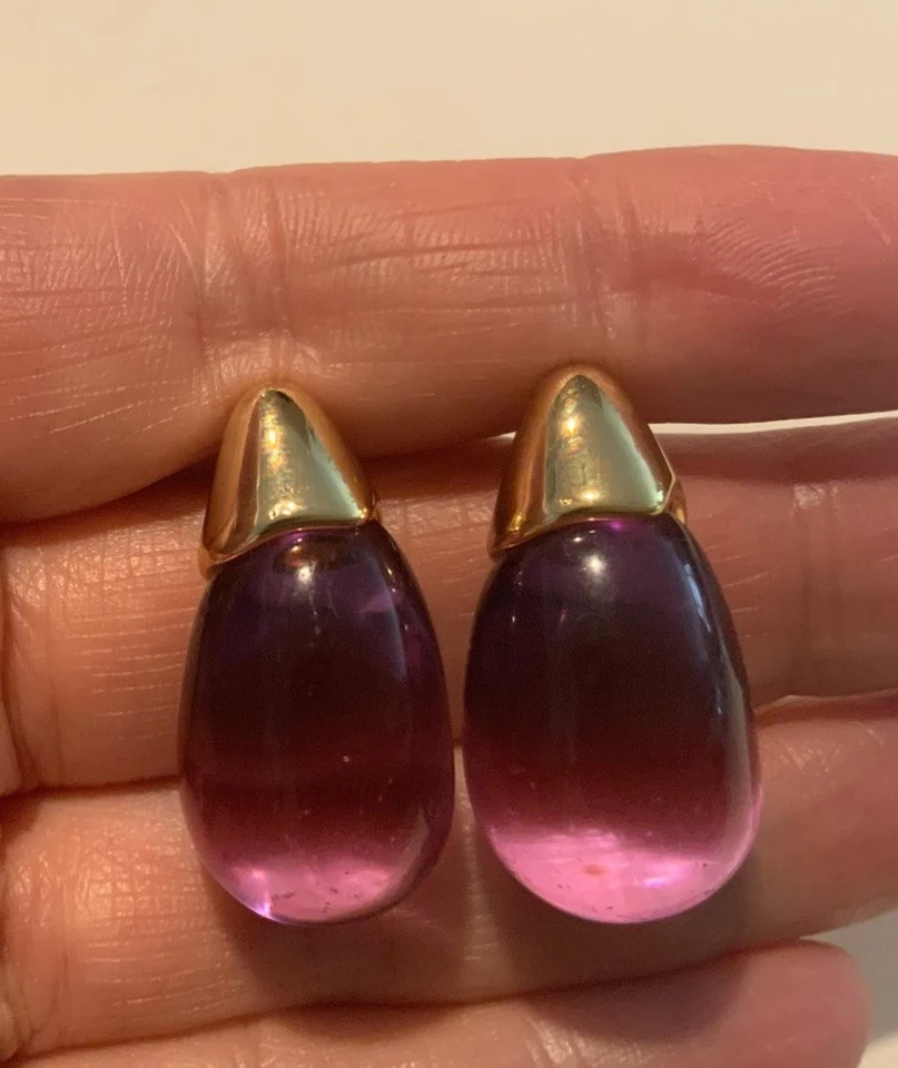 Pendientes Lucite Transparente Alexis Bittar ESTILO Gota de Agua Oro Tachuela Boho Declaración Foto 4 de 4