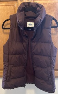 Old Navy Womens Puffer Vest Jacket M Brown Full Zip Pockets