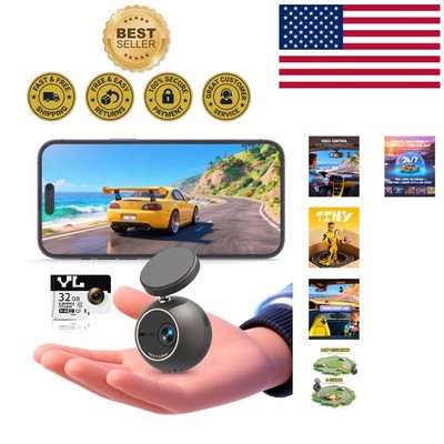 360° Rotatable Mini Dash Cam with Smart Voice Control & NightEagle Engine