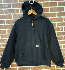 Carhartt Jacket Men's L Black Helmets to Hardhats Union Made Mesh Lined Hooded