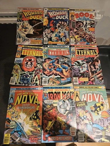 Mixed Vintage Marvel Comic Book Lot - Iron Man, Nova, 2001, Eternals, Howard