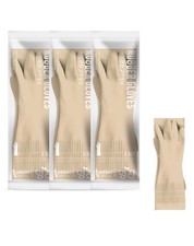 Made in Korea Premium Rubber Dishwashing Gloves 3 Pairs Long Cuff Non-Slip