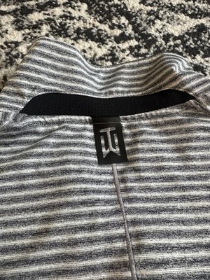 Nike Tiger Woods Polo Shirt Mens L Gray Stripe Dri-Fit TW Vapor Golf BQ6722-043