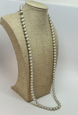 Schöne Glanz HE Sterling Diamantschliff Kugel Perlen Statement Halskette 31'' 77,9 g