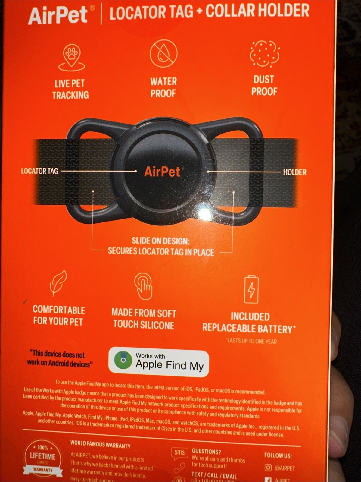 Track Your Pet! AirPet Locator Tag Works With Apple Find My - New in Box!