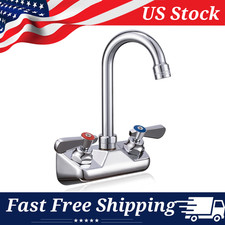 4" Wall Mount Bar Sink Faucet Commercial Gooseneck 3.5" Spout
