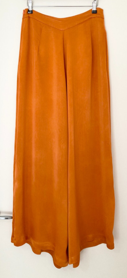 ROVE Byron Bay Orange Satin Wide Leg Palazzo Pants High Rise Pockets XL / 12?