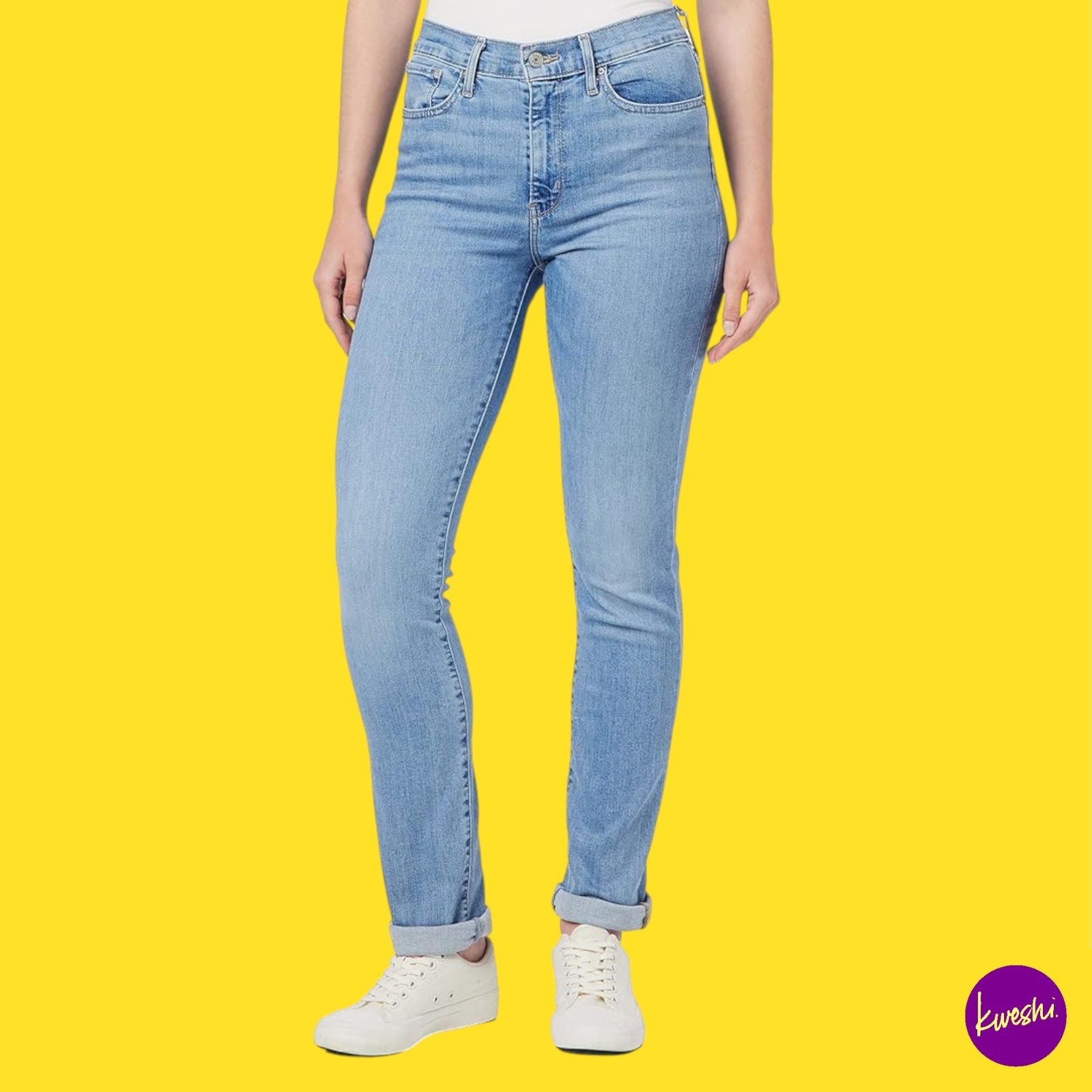 LEVI'S Women's 724 High Rise Straight Jeans Cotton Light Indigo 23W x 30L