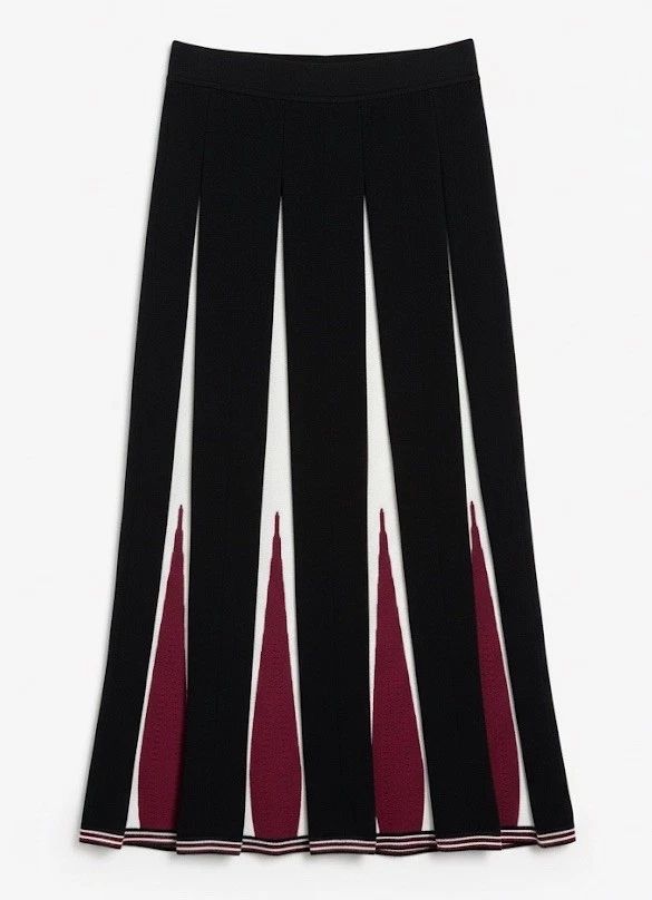 Nicaya Blanco Negro Rojo Talla M Suéter Falda Plisada Cintura Alta Modesta Oficina Foto 2 de 4