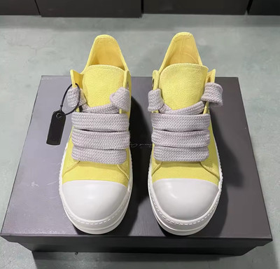 Size 13 Rick Owens Porterville Low Top Jumbo Laces Shoes Yellow
