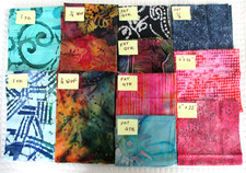 4 Yards Batik Cotton Fabric - Assorted Patterns, Colors and Sizes - As Pictured
