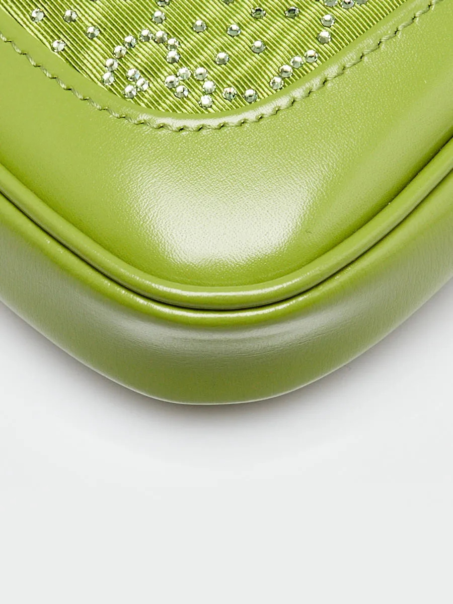 Gucci Green Leather/Canvas Crystal GG Jackie 1961 Mini Bag image 4