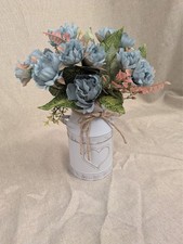 Blue Peony Metal Urn Artifical Flower Arrangement