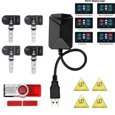 Android Usb Tpms Car Tire Pressure Monitoring System Wireless 4pcs Sensors