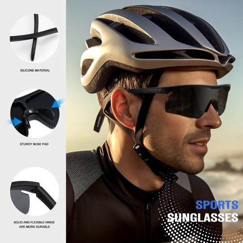 Occhiali da Sole Polarizzati-per-Uomo-Donna Occhiali da Sole Sportivi: Occhiali da Ciclismo Runni... - Foto 2 di 7