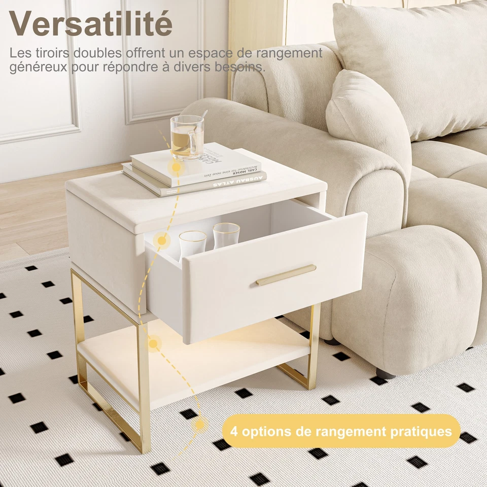 Nachttisch,2er Set,Nachtschrank mit LED/Schublade,Beistelltisch für Schlafzimmer - Bild 4 von 4