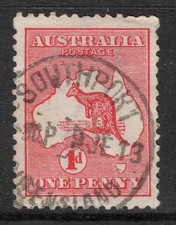 AUSTRALIA 1913-14 1d RED KANGAROO (DIE II) 1st WMK USED SG.2d P.12