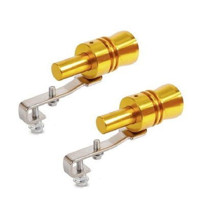 2x Gold Car Turbo Sound Noise Whistle Exhaust Pipe Booster Muffler Simulator