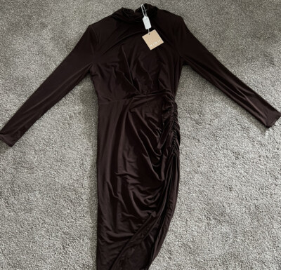 MIMII London Brown Backless Long Sleeve Midi Dress Size M | eBay UK