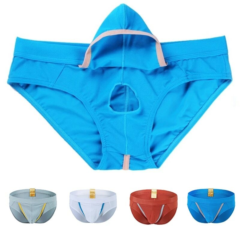Penis Hole Underwear Men Briefs Underpants Open Penis Pouch Cover Bag