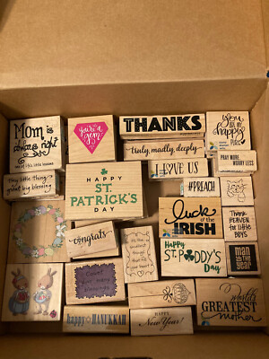 Hobby Lobby Wood Block Rubber Stamps 24 Assorted Designs ALL BRAND NEW $2.99 ea.