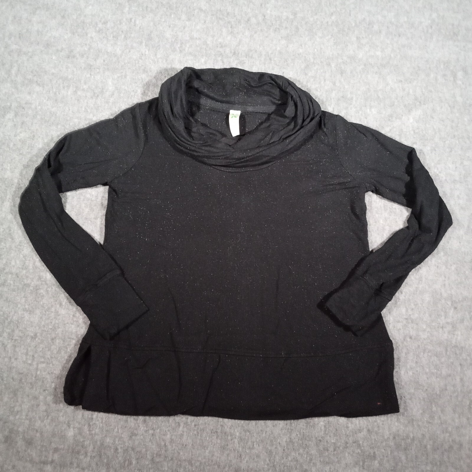 Women Small Black Base Layer Capsule Causal Cowl Neck Preppy