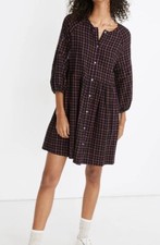 Madewell Plaid Flannel Raglan Shirt Dress Size 2