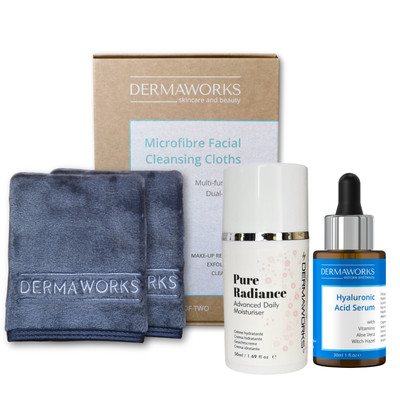 Feuchtigkeitsspendende Hautpflege Paket Flanell Gesichtstücher Hyaluronsäure Serum Feuchtigkeitscreme