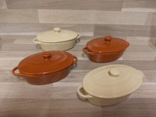 4 Mini Cocotte von BRUNEAU, Dessert-, Vorspeisen-, Auflaufform oval, beige/braun