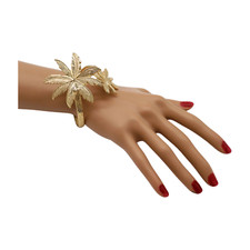 Women Wrist / Arm Cuff Bracelet Fashion Jewelry Gold Metal Flowers Wrap Around