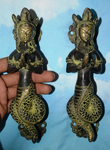 Handmade Vintage Stil Messing Türgriff Mermaid Mississippi Wasser Schlange GM58 - Bild 2 von 3