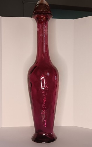 Botella decantadora de licor de vino vintage MCM Art Glass VIOLETA PÚRPURA 19” 60’S España - Imagen 7 de 8