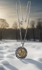 BRIGHTON La Musique Reversible Pendant NECKLACE Two tone Crystal MUSIC of Life