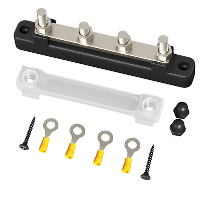 2-Way Single-Row Solid Plastic Base With PC Dust Cover Busbar OT Terminal