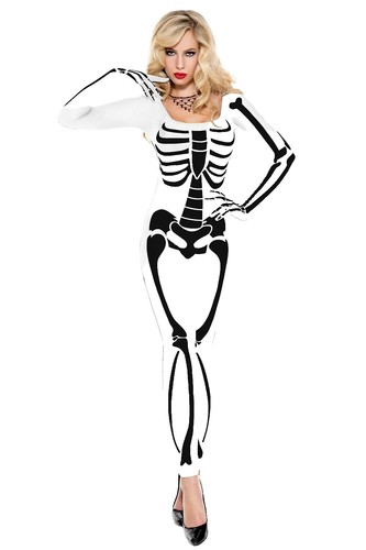 Women's Black & White Dress Skeleton Bones Costume - Extra Small | eBay