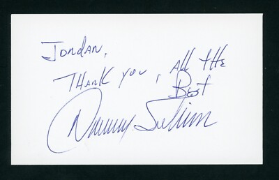 Danny Sullivan Indianapolis 500 Winner, Hall of Fame Signed 3x5 Card E27301