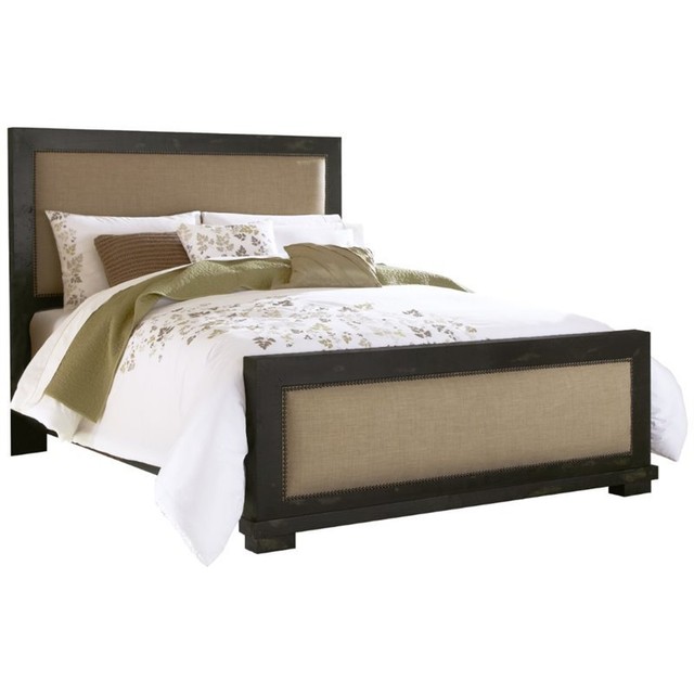 Progressive Furniture King Upholstered Complete Bed Distressed Black For Progressive Furniture King Upholstered, Distressed Black King Bed