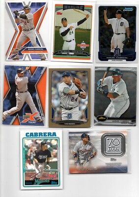 (LOT OF 8) MIGUEL CABRERA  (2021 TOPPS LOGO PATCH, DIE-CUT, CHROME  & more)