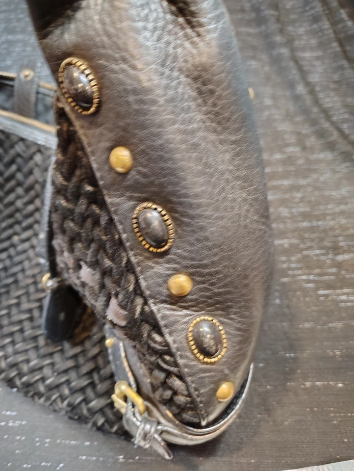 Cole Haan, Village Weave, Terciopelo Negro/Cuero, Boho, Bolso de Hombro Cartera Bolso de Mano Foto 2 de 4