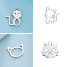 5pcs Cat Kitten Charms for Jewelry Making Stainless Steel Bracelet Necklace DIY