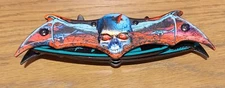 Flying Skull Knife Tactical Dual Blade Bat Spring Assisted Folding Knife 062524