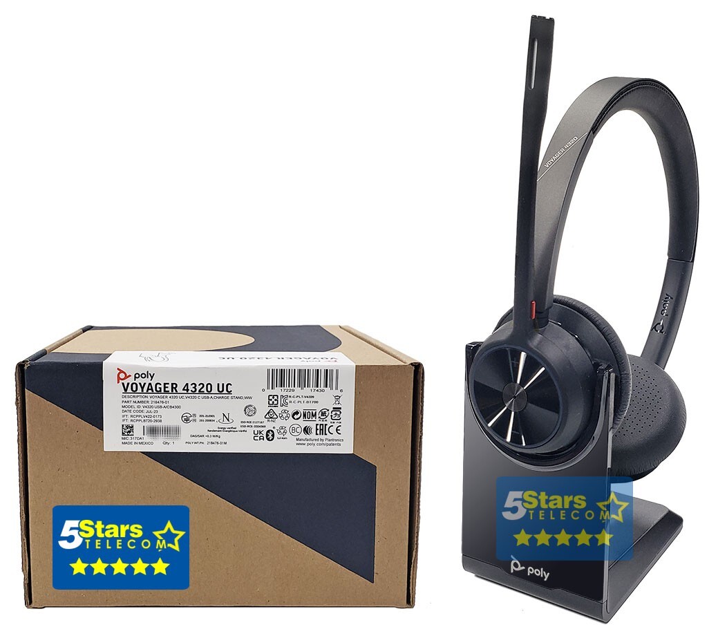 Poly Voyager 4320 UC Wireless Headset with Charge Stand Plantronics Headphones