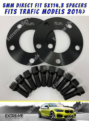 Alufelgenabstandhalter 5 mm passt Renault Trafic Traffic Nabe zentriert 66,1 x 2 + Schrauben