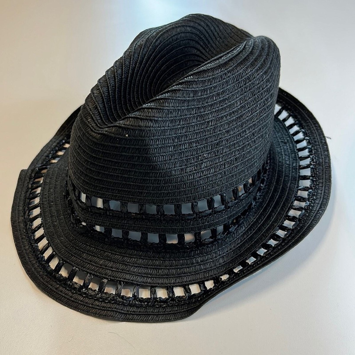 AQUA “Black Black” Straw Pantova Fedora, NWT! AQUA “Black Black” Straw Pantova Fedora, NWT! | eBay main image 2