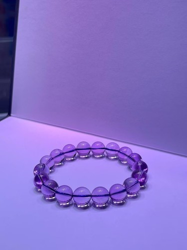 11.8mm Natural Purple Amethyst Gemstone Round Beads Bracelet - Picture 5 of 6