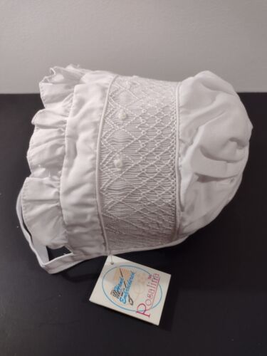 #30 9 months Rosalina hand smocked white baby bonnet - Picture 2 of 9