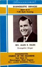 Mannington Church of Nazarene postcard. Post Non-Profit Mannington. W. Va.